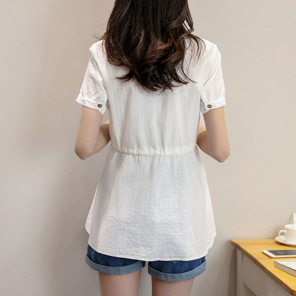 Cropped πουκάμισο με κορδόνια στη μέση