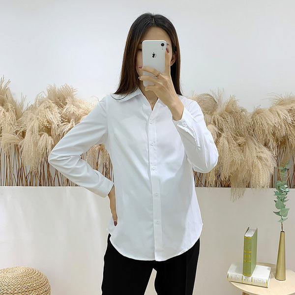 Γυναικείο πουκάμισο εγκυμοσύνης μονόχρωμο με κλασικό γιακά