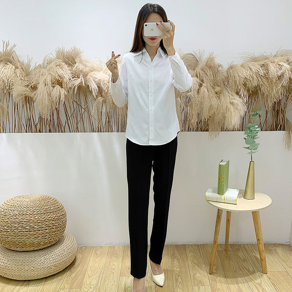 Γυναικείο πουκάμισο εγκυμοσύνης μονόχρωμο με κλασικό γιακά