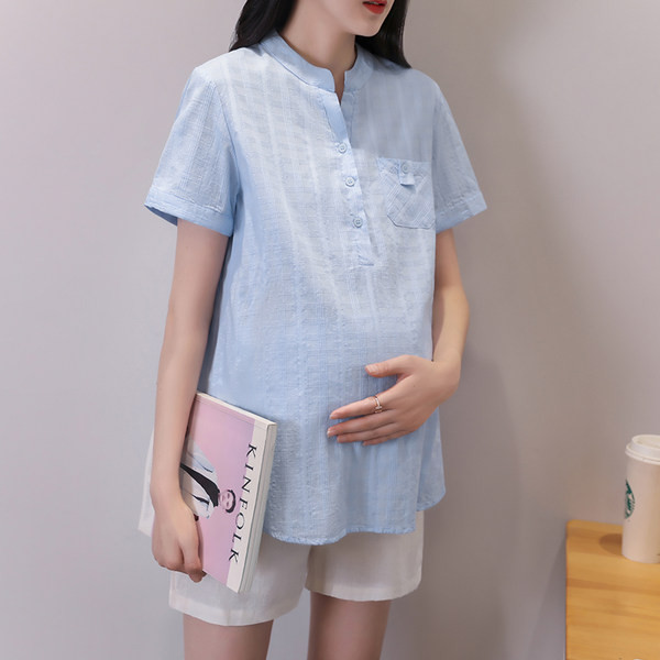 Καλοκαιρινό βαμβακερό πουκάμισο κατάλληλο για εγκύους