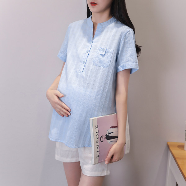 Καλοκαιρινό βαμβακερό πουκάμισο κατάλληλο για εγκύους