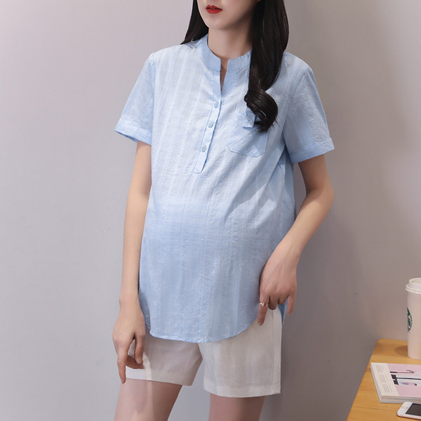 Καλοκαιρινό βαμβακερό πουκάμισο κατάλληλο για εγκύους