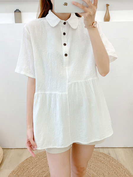 Ležerna ženska trudnička košulja s klasičnim ovratnikom