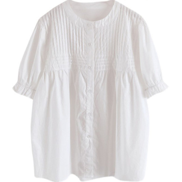 Skraćena trudnička košulja s gumbima i volanima