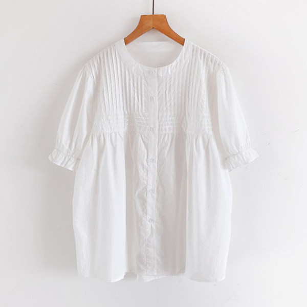 Skraćena trudnička košulja s gumbima i volanima