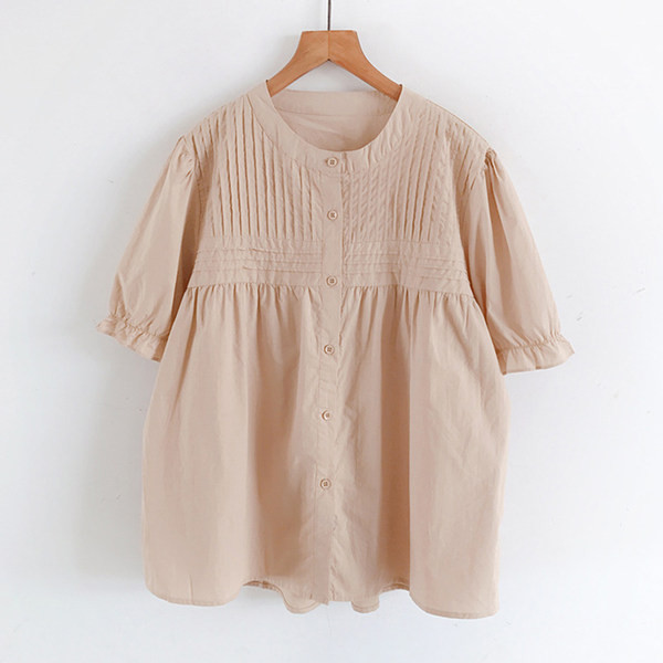 Skraćena trudnička košulja s gumbima i volanima