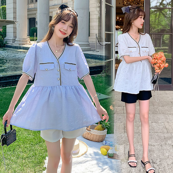 Skraćena košulja s ukrasnim gumbima za trudnice