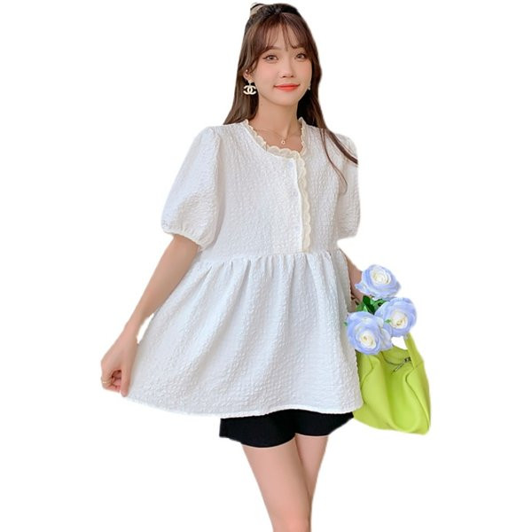 Κοντομάνικο καλοκαιρινό πουκάμισο εγκυμοσύνης με δαντέλα