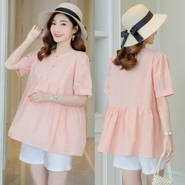 Široka trudnička tunika s gumbima i kratkim rukavima