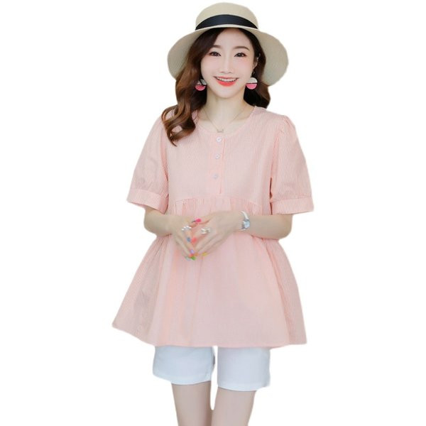 Široka trudnička tunika s gumbima i kratkim rukavima