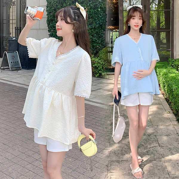 Ljetna čipkasta majica za trudnice