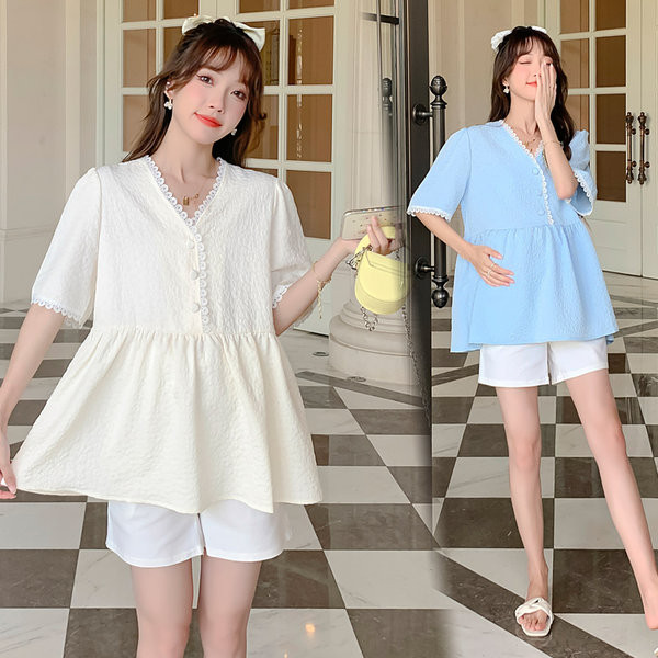 Ljetna čipkasta majica za trudnice