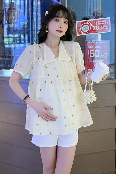 Casual καλοκαιρινό κοντομάνικο πουκάμισο για εγκύους