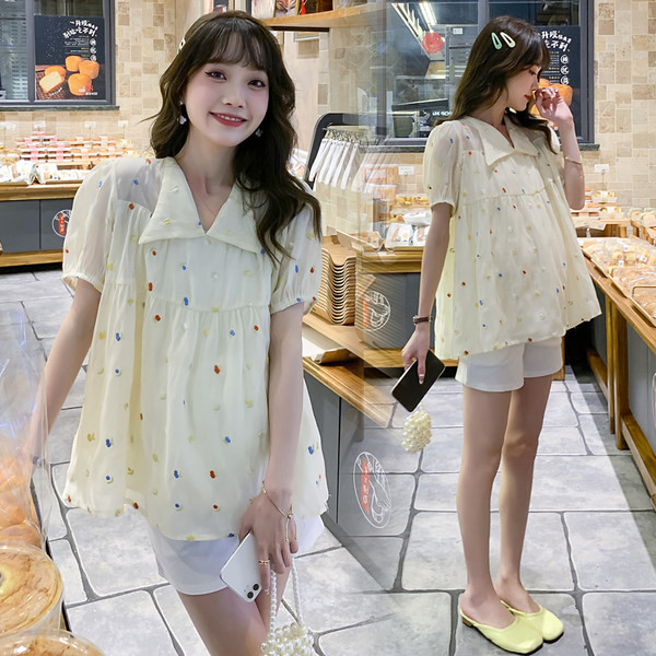 Casual καλοκαιρινό κοντομάνικο πουκάμισο για εγκύους