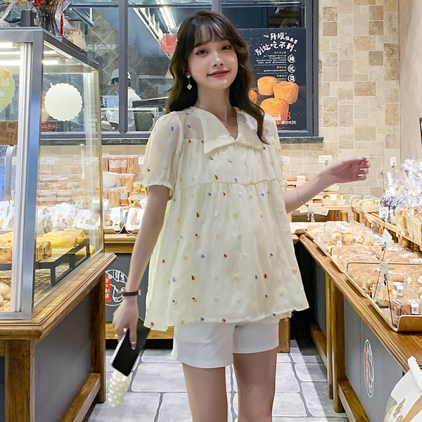 Casual καλοκαιρινό κοντομάνικο πουκάμισο για εγκύους