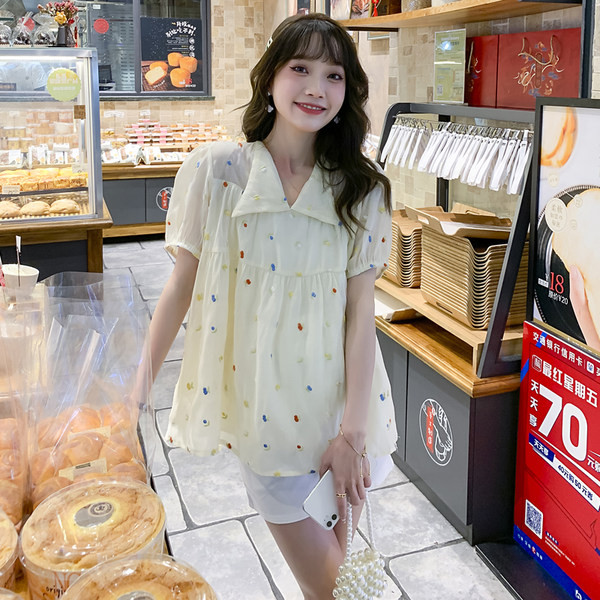 Casual καλοκαιρινό κοντομάνικο πουκάμισο για εγκύους