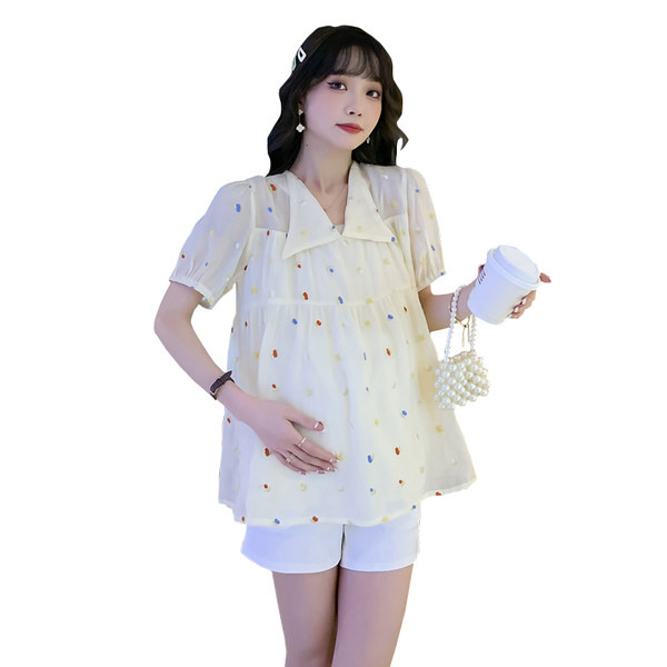 Casual καλοκαιρινό κοντομάνικο πουκάμισο για εγκύους