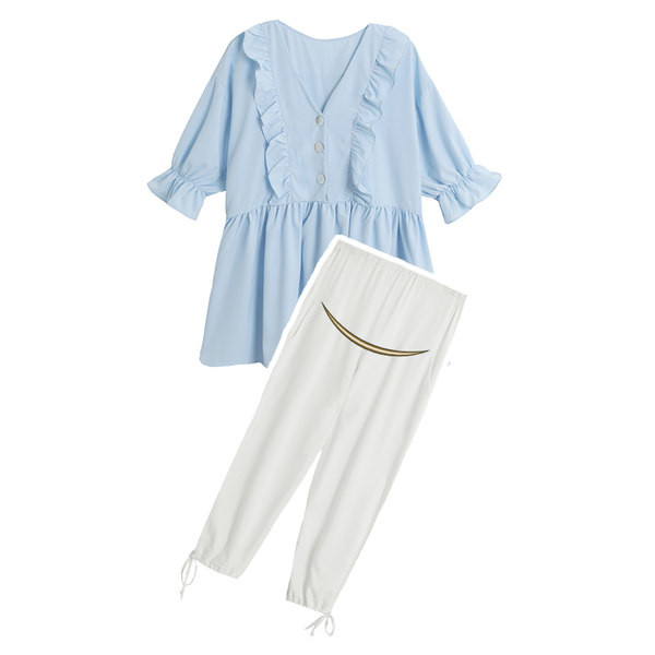 Ležerna ženska majica za trudnice s V-izrezom i volanima