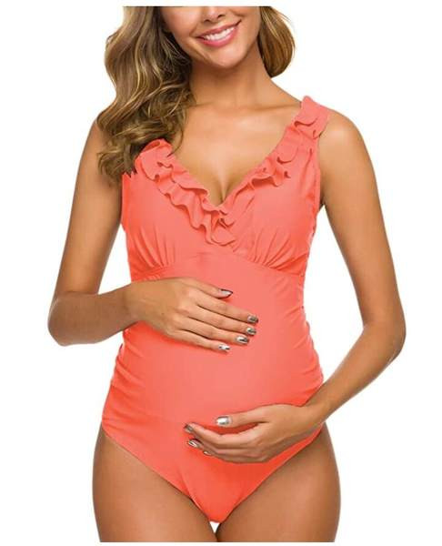 Moteriškas Nėščiųjų Ruched One Piece maudymosi kostiumėlis