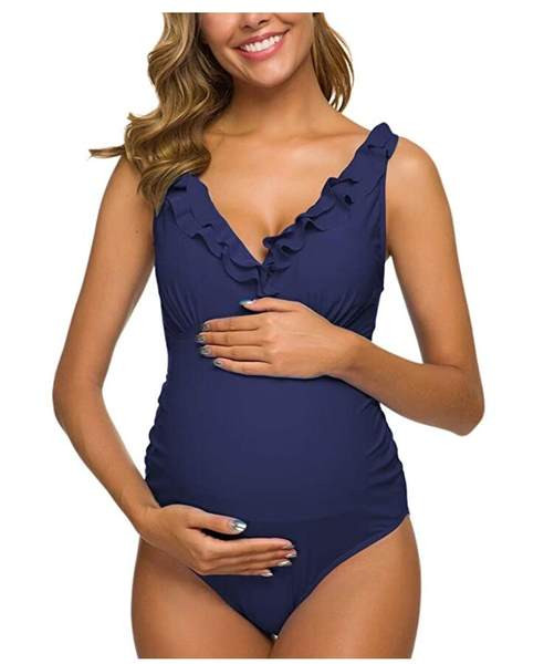 Moteriškas Nėščiųjų Ruched One Piece maudymosi kostiumėlis