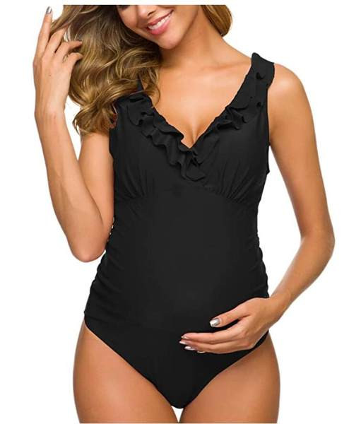 Moteriškas Nėščiųjų Ruched One Piece maudymosi kostiumėlis