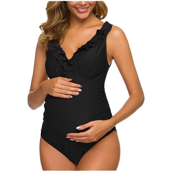 Moteriškas Nėščiųjų Ruched One Piece maudymosi kostiumėlis