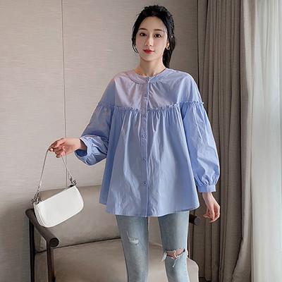 Skraćena košulja s volanima i dugim rukavima