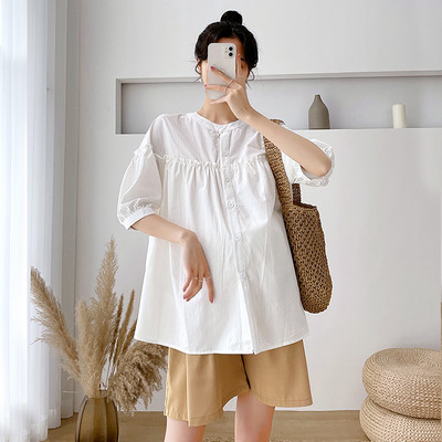 Skraćena košulja s volanima i dugim rukavima