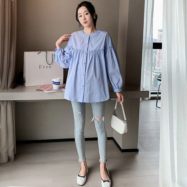 Skraćena košulja s volanima i dugim rukavima