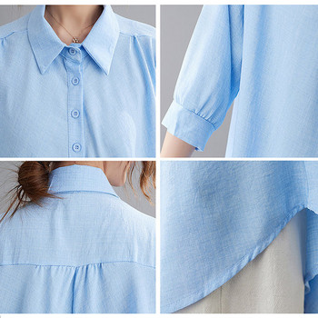 Φαρδύ γυναικείο  πουκάμισο με μανίκια 3/4 κατάλληλο για εγκύους