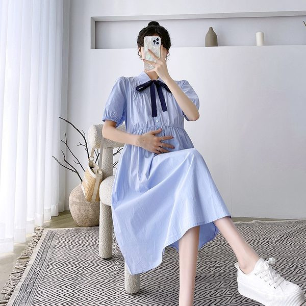 Ženska haljina za trudnice s izrezanom vrpcom