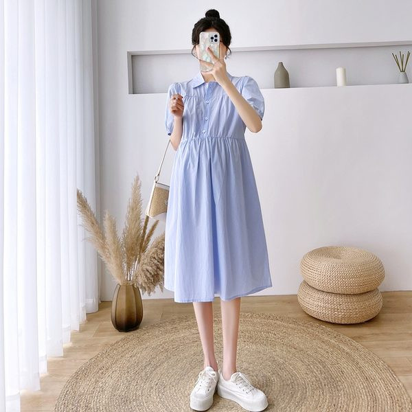 Ženska haljina za trudnice s izrezanom vrpcom