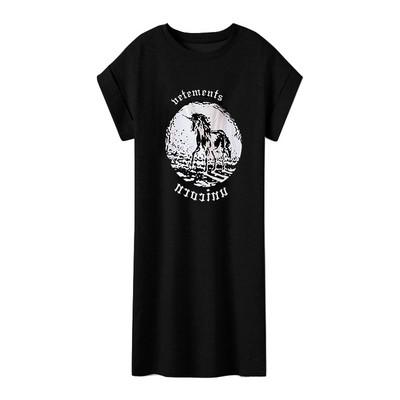 Duga labava trudnička haljina s printom