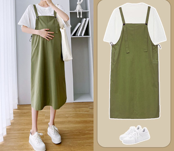 Novi model ljetne dvodijelne trudničke haljine s kratkim rukavima i vezicama