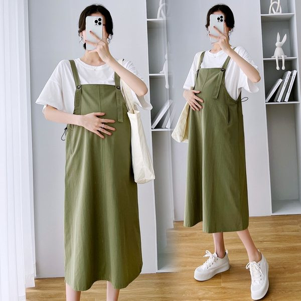 Novi model ljetne dvodijelne trudničke haljine s kratkim rukavima i vezicama