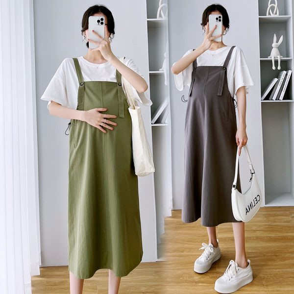 Novi model ljetne dvodijelne trudničke haljine s kratkim rukavima i vezicama