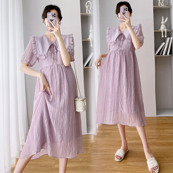 Izrezana haljina s volanima za trudnice