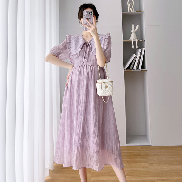 Izrezana haljina s volanima za trudnice