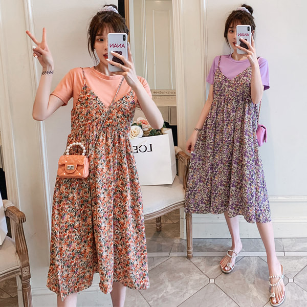 Modna duga haljina sa cvjetnim motivima za trudnice