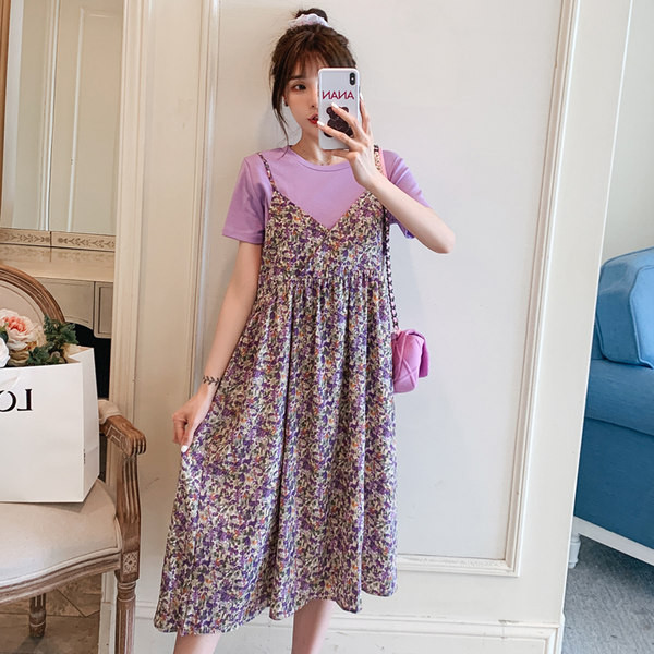 Modna duga haljina sa cvjetnim motivima za trudnice