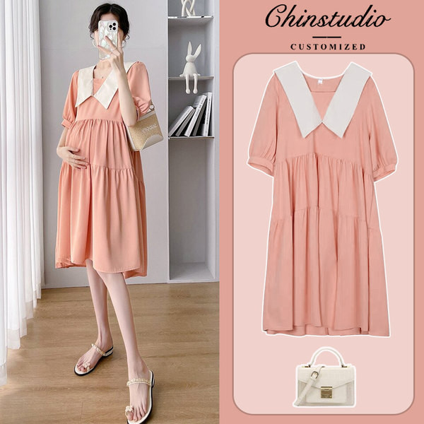 Ženska haljina za trudnice s O-izrezom