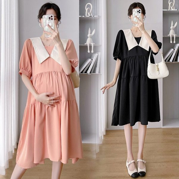 Ženska haljina za trudnice s O-izrezom