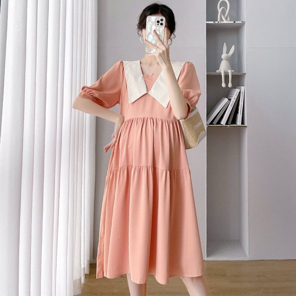 Ženska haljina za trudnice s O-izrezom