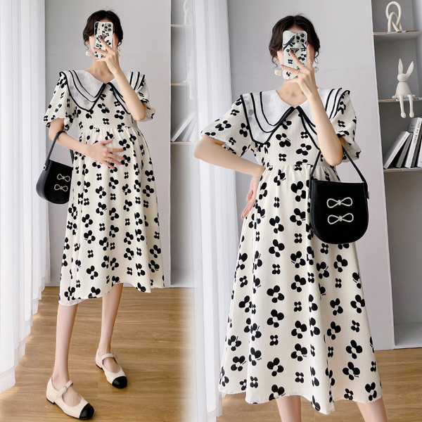 Trudnička haljina sa širokim ovratnikom