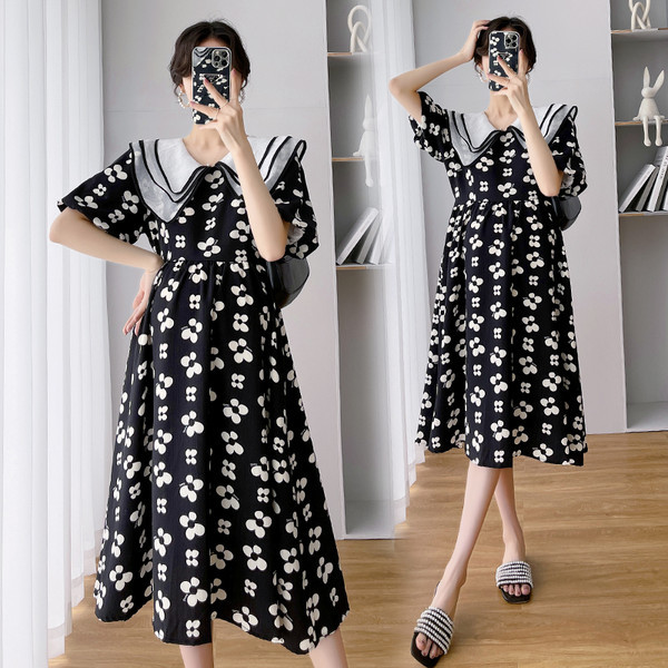 Trudnička haljina sa širokim ovratnikom