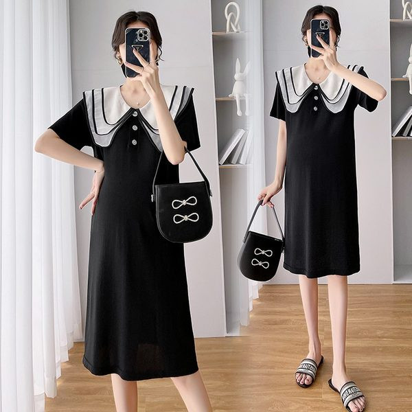 Prugasta midi haljina za trudnice