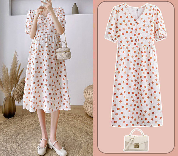 Ležerna trudnička haljina kratkih rukava s V izrezom