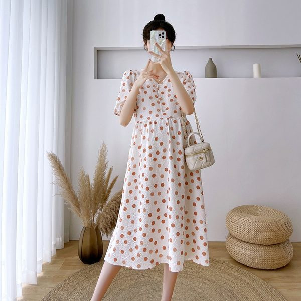 Ležerna trudnička haljina kratkih rukava s V izrezom