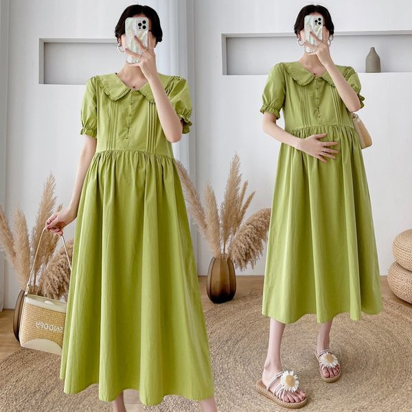 Vasariška nėščiųjų suknelė su siuvinėjimais