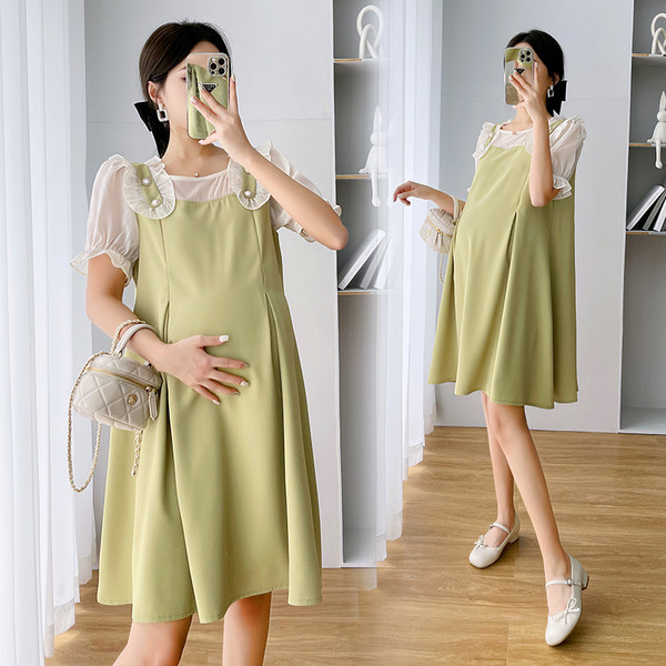 Ženska modna haljina na kopčanje za trudnice